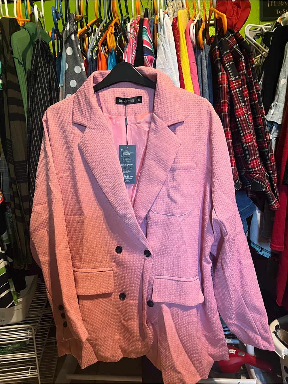WOLVERINE Pink Double-Breasted Textured Blazer